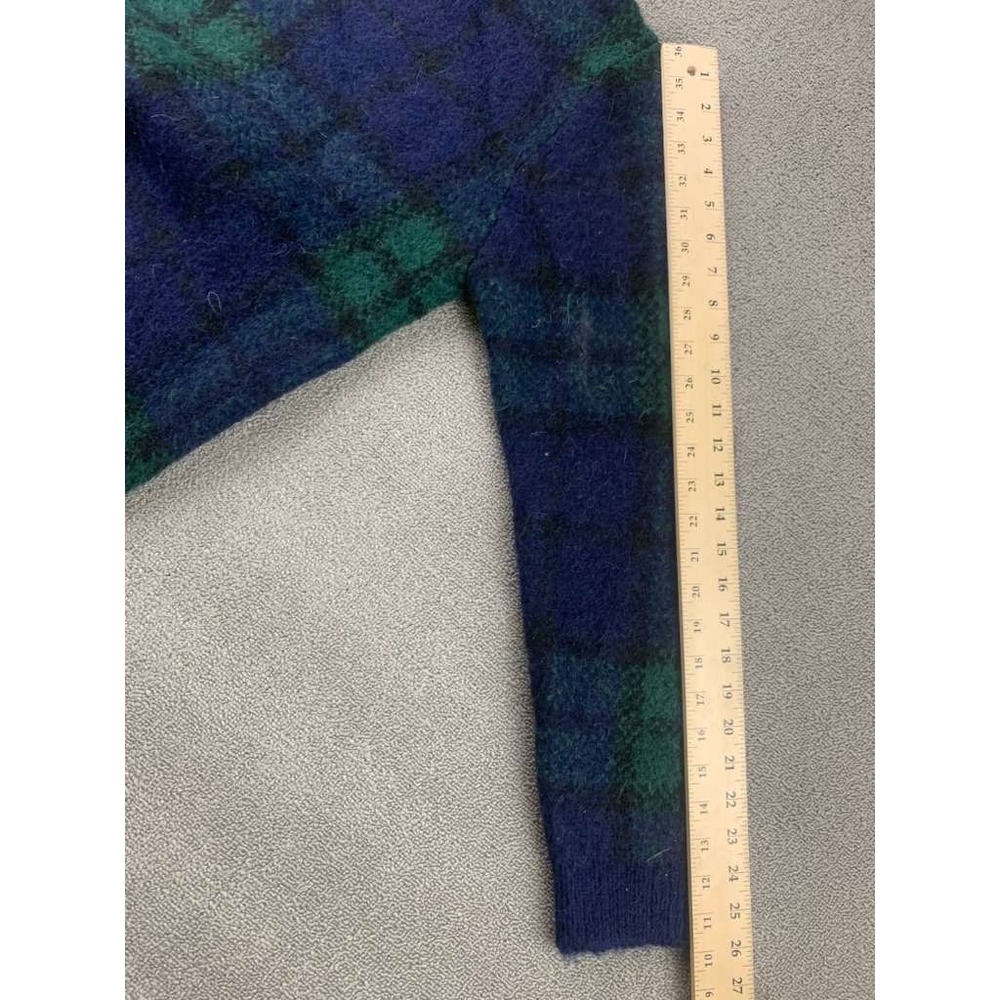 Gap Sweater Women M Blue Green Blue Plaid Alpaca Wool Blend V Neck Pullover Knit - Picture 6 of 9